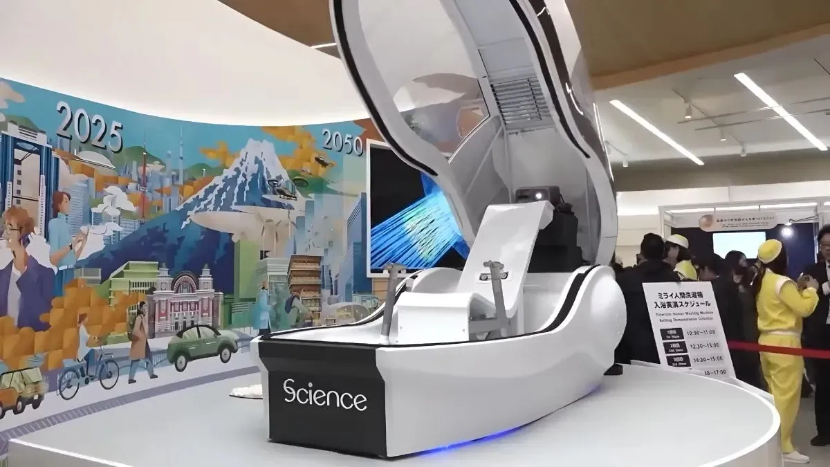 Currently on sale are a human washing machine and a spa-like shower that you can take while lying down.